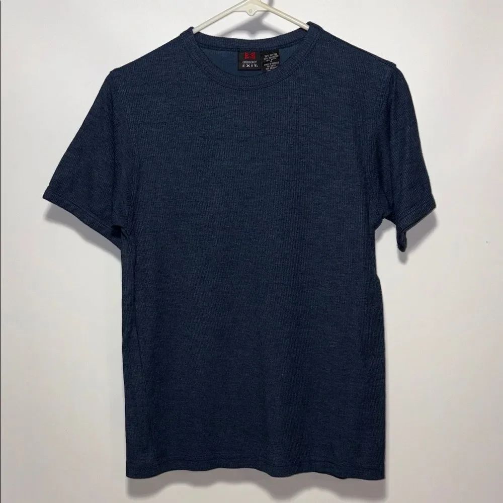 Emergency Exit ribbed Men's Navy Short Sleeve Tee